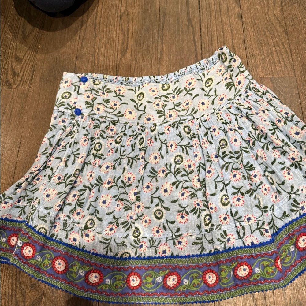 Poupette St. Barth Blue Floral A-Line Skirt